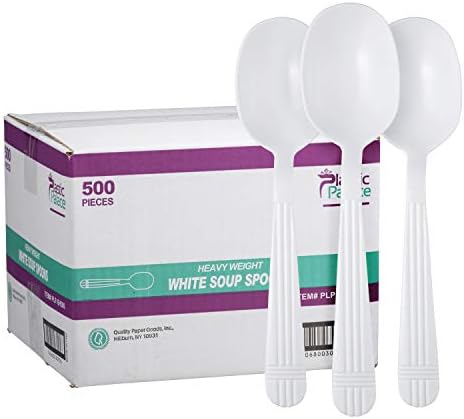 Plastic Soup Spoons Heavy Duty - Pack of 500 Disposable Spoons Plastic Utensils - Plastic Cutlery for Parties and Events Pack