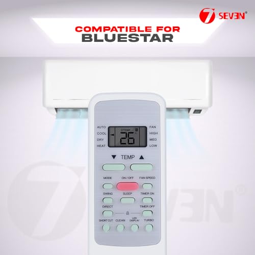 Image of 7SEVEN Compatible with Blue Star AC Remote Original 12A Model Suitable 1 1.5 2 Ton Split and Window Air Conditioner - Make Sure Existing Remote Control Match Exactly of Each Keys