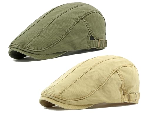 Image of Cotton Newsboy Cap for Men Flat Hats Adjustable Ivy Gatsby Driving Hat Cap