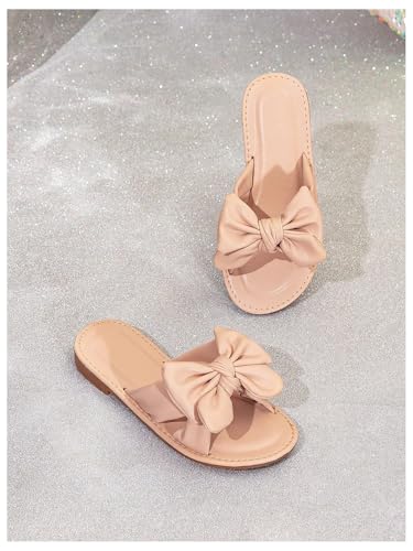 Image of Verdusa Girl's Bows Square Toe Sandals Casual Summer Flat Sandal