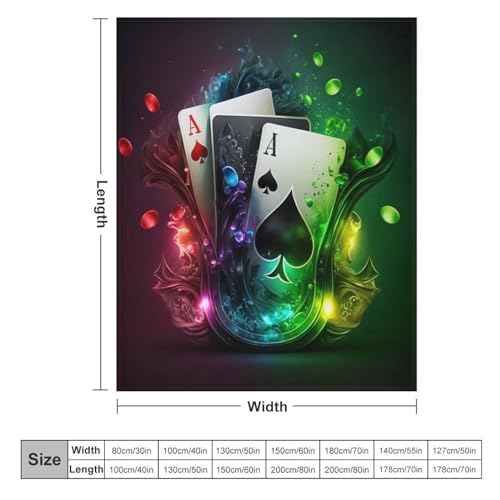 Couvre-lit poker impression 3D en flannel de qualité supérieure 100x130