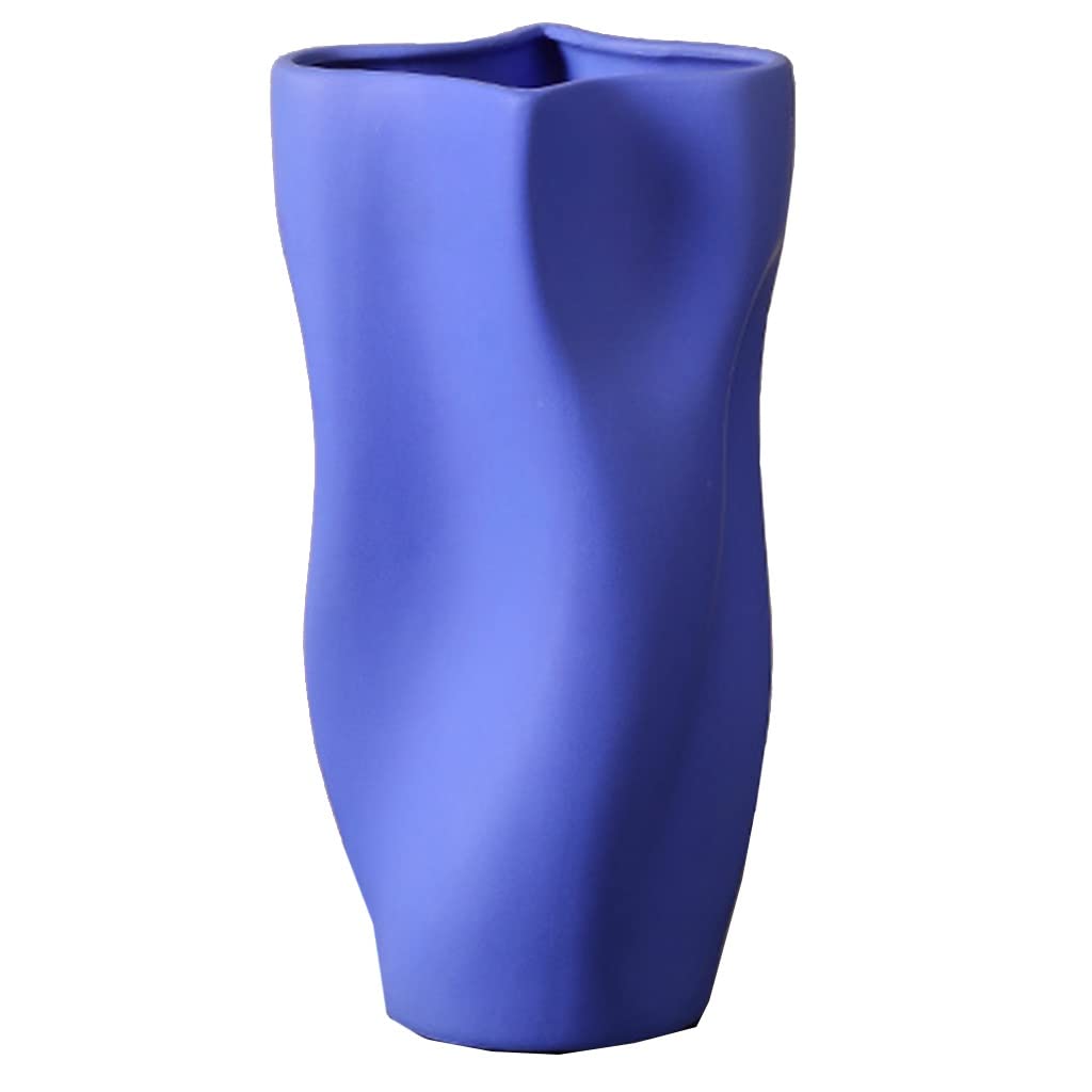 GPDNBIEU, Nordic Water Ripple, for Home Decor Modern, Art Bud Vase Flowers for Living Room Dining Table(Blue)
