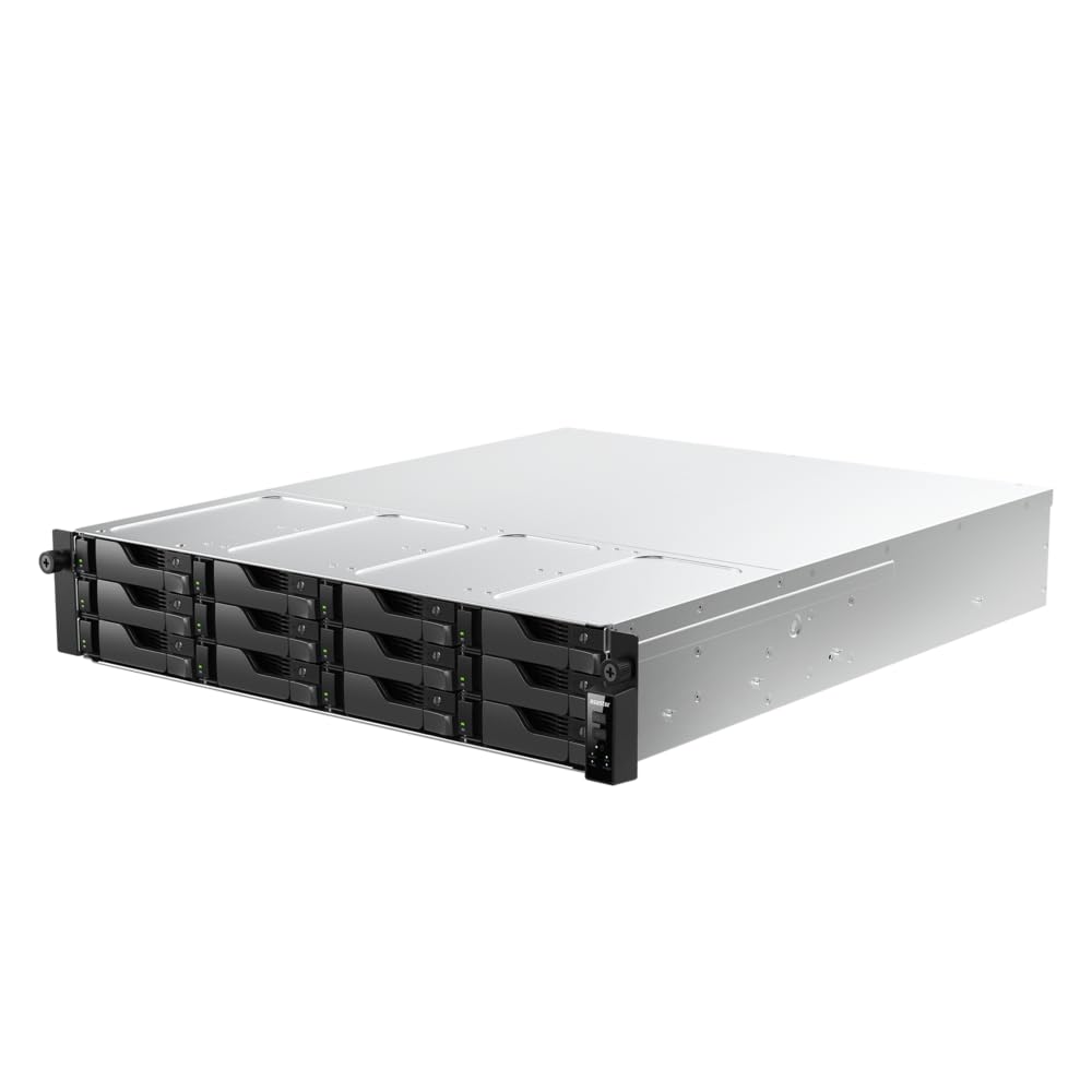Asustor Lockerstor 12 Pro Gen2 AS7212RDX 12 Bay NAS, AMD Ryzen 7 Pro 7745 8 Core CPU 3,8 GHz, Dual 1GbE, 16 Go ECC DDR5 RAM, serveur 2U montable