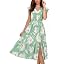 Green White-floral Print