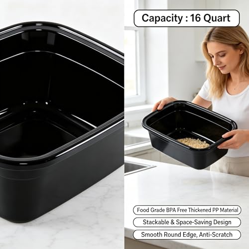 Lavabos rectangulaires en plastique noir 16L lot de 4 pour maison - 6
