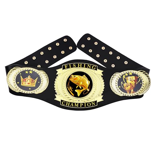 Fishing Championship Belt Adult, Wrestling Belt Real Leather Adult Size Champion Award Trophy Prize Gift… (Fishing belt)
