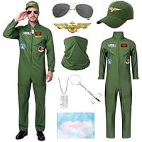 TOSZOLY Disfraz Piloto Avion Hombre, Disfraz de Aviador con