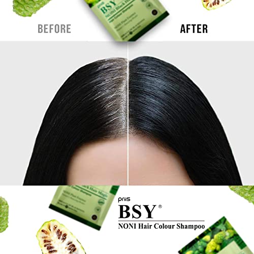 Bsy Noni Black Hair Magic Hair Color Shampoo (20 Ml X 2 Sachets) | Ammonia Free Hair Color Shampoo For Men| Natural Black Permanent Hair Dye Shampoo For Women | Noni Fruit Hair Dye | 5 Minutes Hair Colour | Hair Coloring Shampoo | Easy To Use Hair Color Shampoo #TOP4
