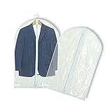 Luxehome Reusable Folding Clear Vinyl Long Garment Bags for Suits, Cloth, Protects Storage Home Decor, Set of 6 (GB1408-16)