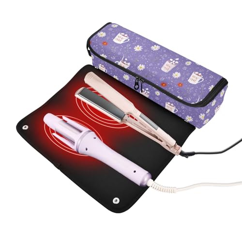 Bolsa de viaje Yuiboo Daisy Purple para herramientas de cabello como plancha, rizador y secadora, con gran capacidad y resistente al calor miniatura 2