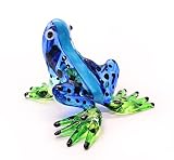 1½" Tall Blue Poison Dart Frog Miniature Glass Blown Blue Striped with Black Dot Frogs Figurine Morp