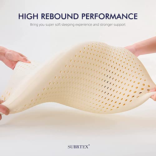 Subrtex Talalay Latex Soft Sleeping Bed Pillows Cervical Neck Support For Side Back And Stomach Sleepers With Removable Breathable Bamboo Rayon Cover (Standard，24"X15"X3.5"), 1 Count (Pack Of 1) #TOP3
