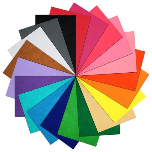 NACHLYNN 20Pcs Multicolor Felt Fabric Sheets 8 x 12 Inches Felt Squares Assorted Color Nonwoven Felt for Crafts DIY Sewing Patchwork Decoration