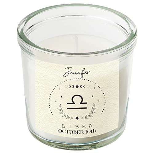 Libra Gift Personalised Zodiac Birthday Gifts Scented Candle in A Jar Custom Star Sign Astrology 16th 18th 21st 30th 40th 50th 60th 70th 80th Candles for Her Ladies Girls Keepsake (Small)