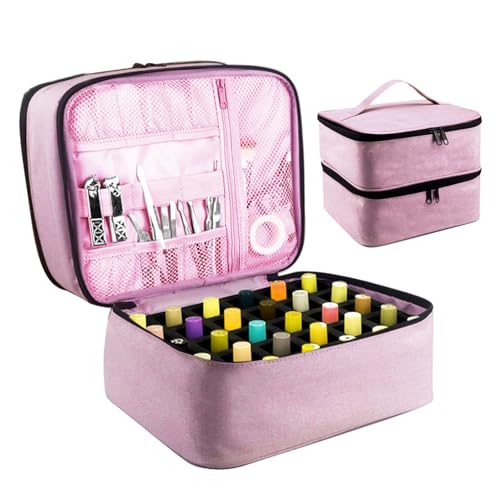 Xujuika Organizador Pintauñas De Almacenamiento Portátil De Doble Capa, Caja De Almacenamiento De Uñas, Bolsa para Esmaltes De Uñas Almacenamiento para Lámpara De Uñas Y Accesorios(Solo Bolsa)