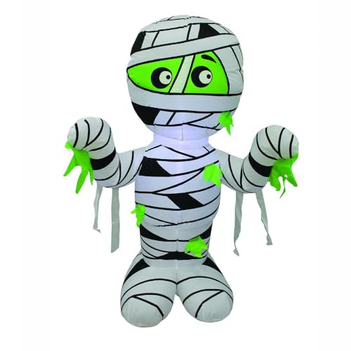 Pumpkin Hollow 4 Foot LED Inflatable Mummy – Pre-Lit Indoor/Outdoor Halloween Yard Decoration