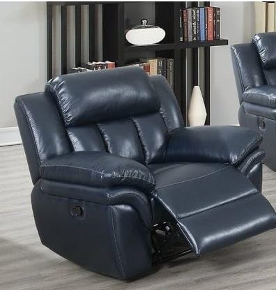 Image of Torque - Jerry 1 Seater Leatherette Manual Recliner | Recliner Sofa /Chair for Living Room, Bedroom, Office (Navy Blue) | 1 Year Warranty
