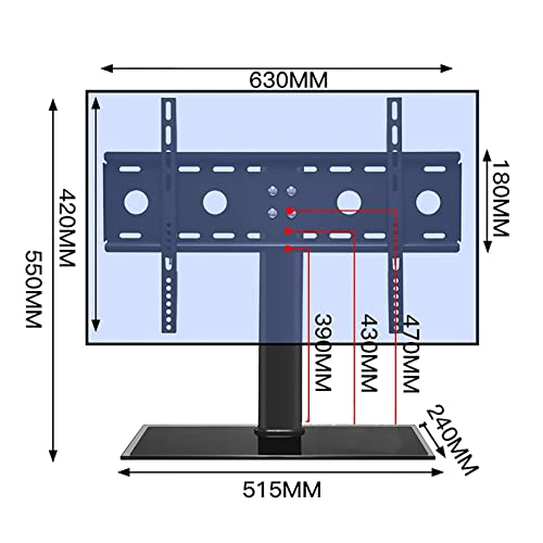 Support TV universel de table noir haut de gamme équipé d'une base avec triple protection solide