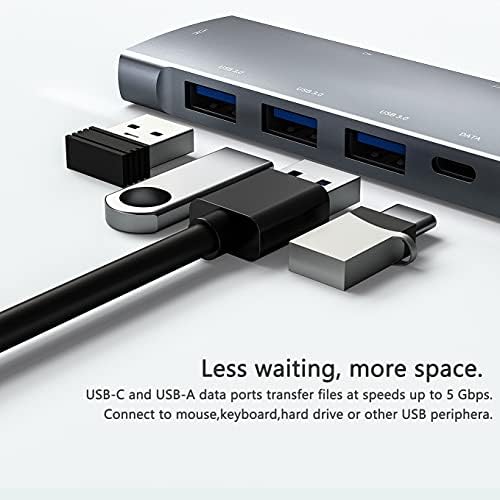 USB C Hub Multiport Adapter for iPad Pro MacBook Pro Air M1 M2 2022-2018,9-in-1 USB C 4K HDMI Adapter with 3.5mm Jack,3xUSB3.0,SD/Micro SD Card Slot,60W USB C PD,USB-C 3.0 Data