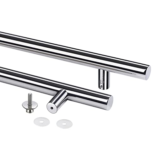 Togu Tg-6012 24 Inches Solid Standoffs Heavy-Duty Commercial Grade-304 Stainless Steel Push Pull Door Handle/Barn Door Pull Handle/Glass Pulls, Mirror Polished Chrome Finish #TOP5