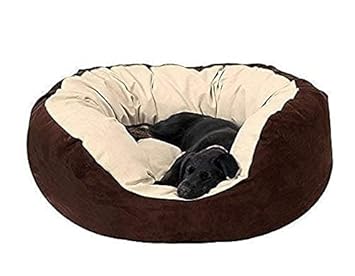 Gorgeous Rectangular Reversible Dual Ultra Soft Ethnic Velvet Bed for Dog and Cat (Brown Cream Colour , Medium)