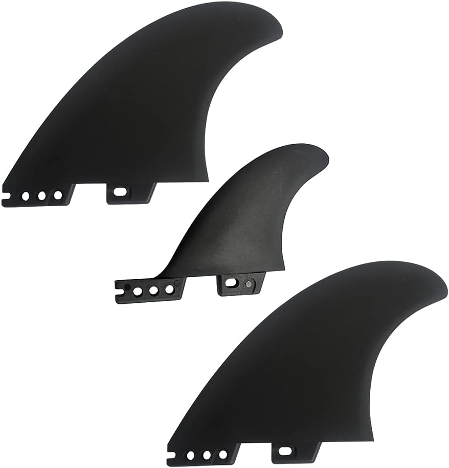 UP100 3 Fins Set Surfing MR Twin Fin Set + Trailer Fins (2 + 1 Fins) - Solid Fiberglass and Nylon Double Tab Compatible with FCS & FCS II Surfboards