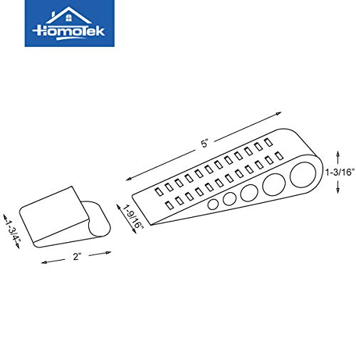 Homotek 2 Pack Wedge Rubber Door Stops Door Chucks Stoppers Wall Protector For Floor & Bottom Of Door With Self Adhesive White Holder, 5"X1-9/16"X1-5/16" (Gray) #TOP2