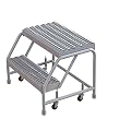 Tri-Arc WLAR002245 2-Step All-Welded Aluminum Rolling Industrial & Warehouse Ladder with Grip Strut Tread, 24-Inch Wide Steps