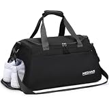 Damcyer Borsone da Viaggio, 35L Borsone Palestra Donna con Scomparto per Scarpe e Tasche Umide Impermeabili, Borse Sportive per Sport Viaggi Nuoto Yoga Escursionismo, Nero