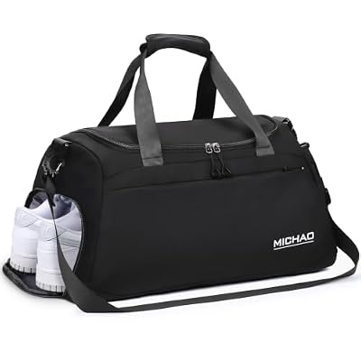 Damcyer Borsone da Viaggio, 35L Borsone Palestra Donna Maschio, Nero