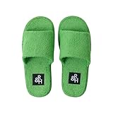 [Roomnhome] スリッパ ルームシューズ ベルベット/テリーオーブントゥ 来客用 シンプル おしゃれ 冬用 室内 あったか クリスマス 暖かい 防寒（グリーン L）