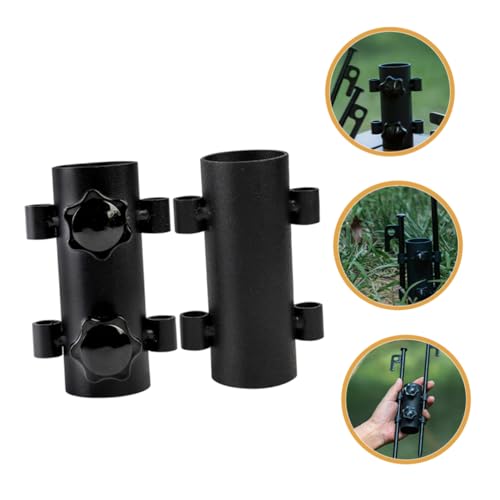 Support pour bâtons de tente de camping en acier noir résistant - 3