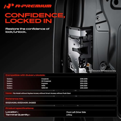 Image of A-Premium Door Lock Actuator Left Side Front For Subaru WRX 2015-2021, Crosstrek 2016-2018, XV Crosstrek 2013-2015, Impreza 2014-2016, WRX STI 2015-2020, w /o Keyless Access & Smart Access & Push Start