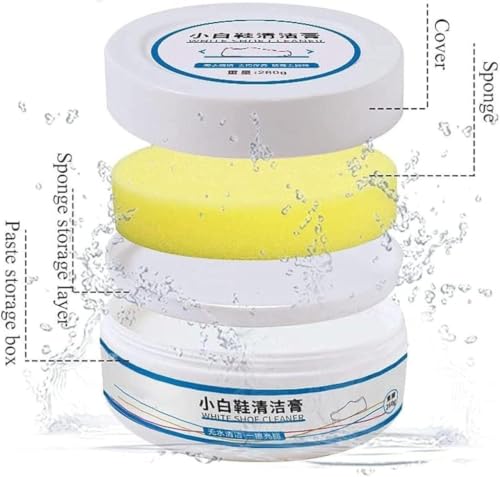 Generic White Shoe Cleaning Cream with Sponge 260g - Image 3