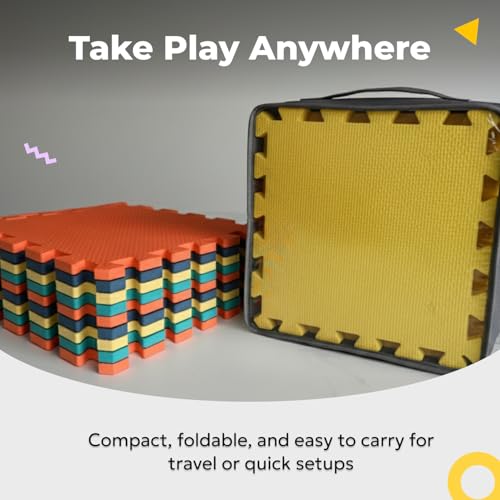 Image of MioTetto Baby Play Mat, Comfortable Tummy Time Mat - Portable Foam Floor Tiles, Safe baby mat for floor for Crawling & Development, Soft play mat for babies 0-6 months, Stylish interlocking foam tiles