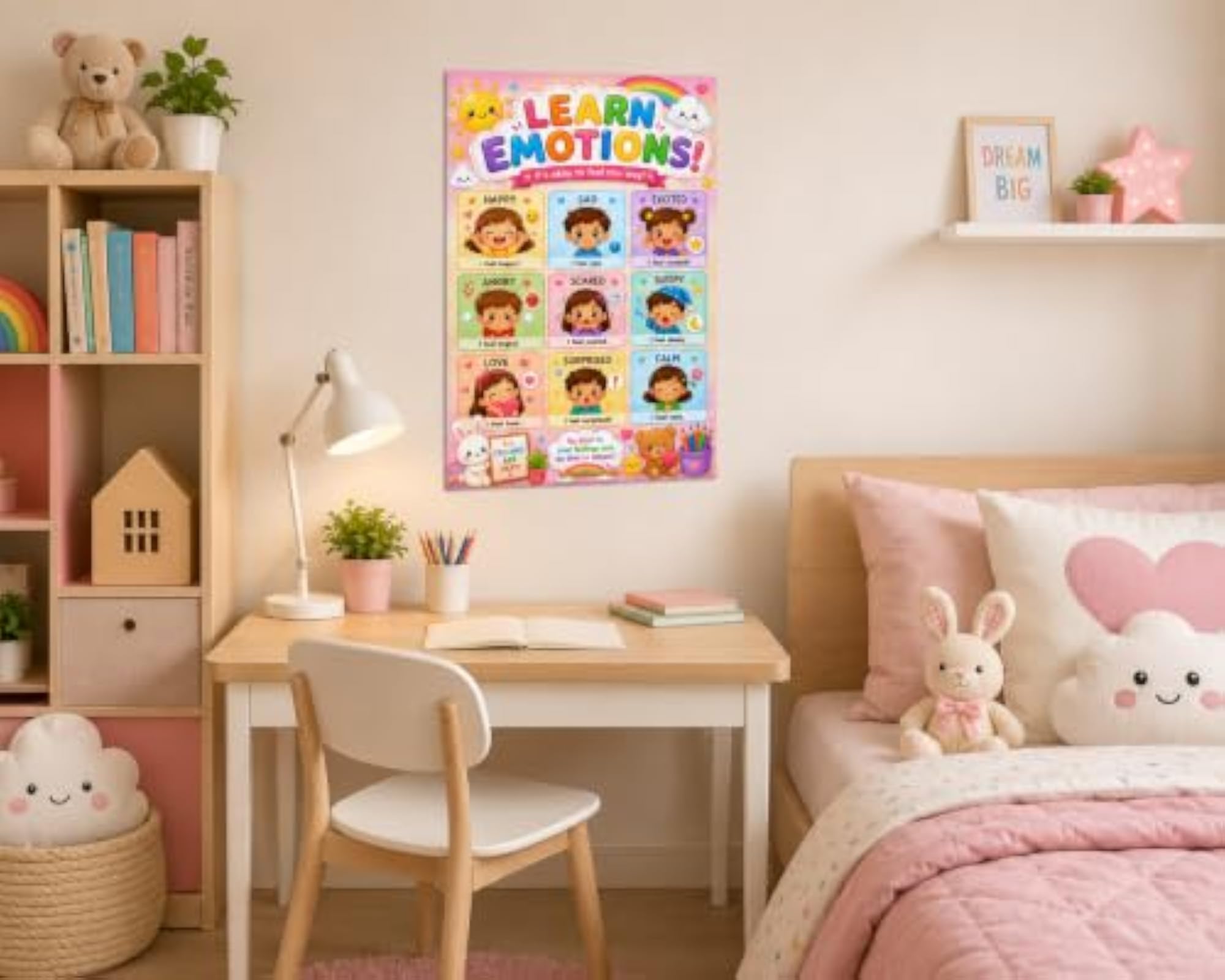 Learn Emotions Educational Poster for Kids, Feelings Chart