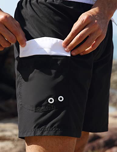 Nonwe Swim Trunks Mens Board Shorts With Compression Liner 8" Breathable Classic Swimwear Black 28 #TOP4