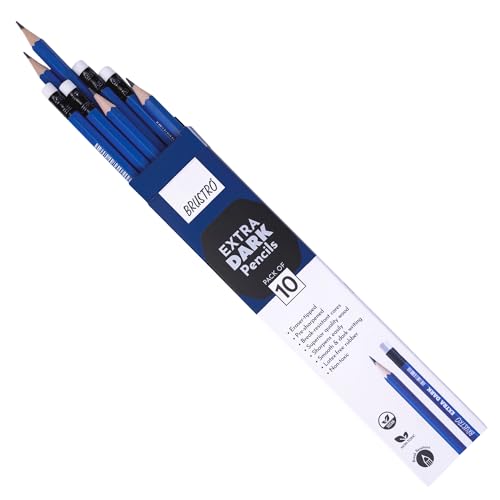 Image of BRUSTRO Extra Dark Pencils |Black, Pack of 2 (Total 20 Pencils)| Ideal for Drawing, Sketching, Mandala, Shading, Portrait for Artists, Fine Art Students.