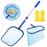 【Seguro y Conveniente】 La barra telescópica está hecha de plástico de alta calidad y aleación de aluminio, que es liviana y resistente. Fácil de llevar y usar, duradero. No se doblará ni se romperá bajo carga. La rejilla es fuerte y duradera, y el borde de la estructura está redondeado para garantizar que el interior de la piscina no se dañe y puede evitar que se rasque la piel de manera efectiva. Viene con un par de guantes de goma para proteger tus manos.