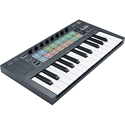 Novation Flkey Mini Usb Midi Keyboard Controller For Fl Studio (25-Mini Keys) Bundle With Auray Fp-P1L Piano-Style Sustain Pedal, 10' Midi Cable, And Medium Dust Cover #TOP1