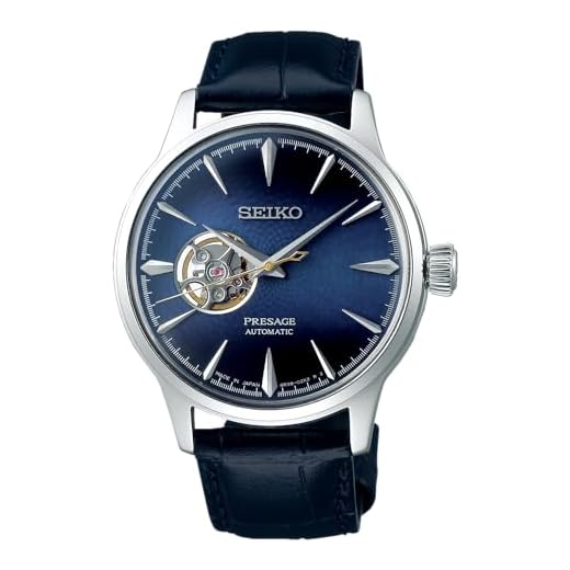 Seiko Presage Leather Band Analog Watch for Men Blue Dial SSA405J1, blue, 41, Mechanical