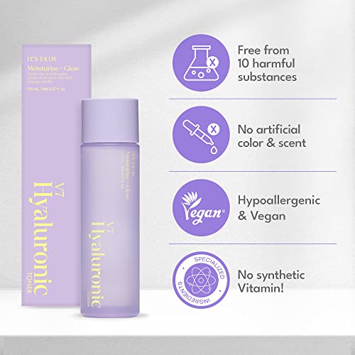 It's Skin V7 Hyaluronic Toner | Hyaluronic Acid Toner For Face W/Pha & 7 Types Of Vitamins | Korean Skin Care Toner For Dry Skin | Hydrating Toner For Face Skin Care (Pack Of 1, 5.07 Fl Oz.) #TOP3