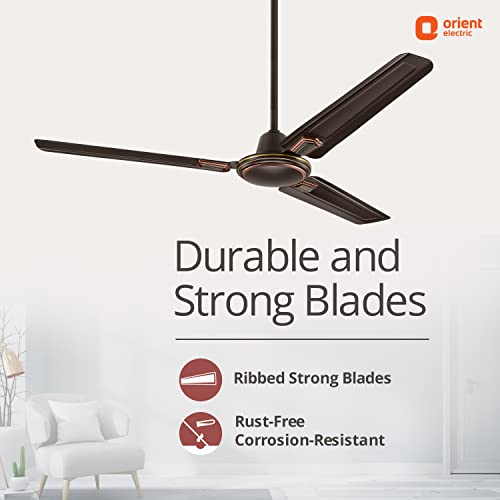 Image of Orient Electric Pacific Air Deco Ceiling Fan for Home | High Speed | Durable and Strong | 400 RPM | Decorative Fan | 1200mm (Smoke Brown, Pack of 1)