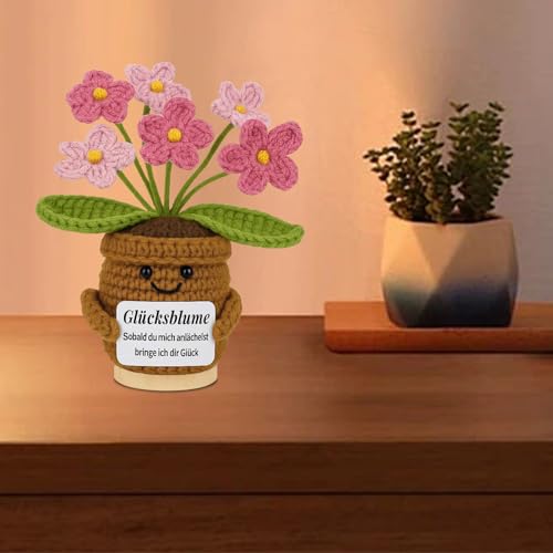 ARONRAVE Pocket Hug Glücksbringer Gestrickte Blumen Mutmacher Geschenk Positive Kartoffel Geburtstagsgeschenk Muttertagsgeschenk Weihnachten Geschenke für Mama Geschenk