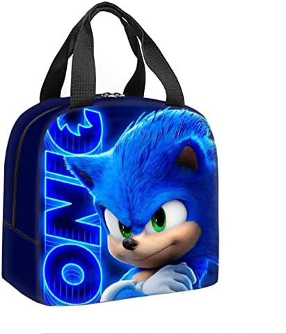 Bonamana Sonic Lunch Bag for Kids 3D Printed Anime Digital Pattern Insulated Bag Food Container Thermal Lunch Children's Tote Bags Leak-Proof Cooler Bag (Sonic The Hedgehog)