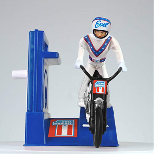 Z Wind Ups Evel Knievel Stunt Cycle - Trail Bike Edition/White - The Ultimate Wind-Up Toy for Daredevil Adventures