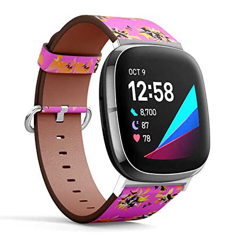 CJBROES Replacement Leather Watch Band, Compatible with Fitbit Versa 3 and Fitbit Sense of Wristband Bracelet Accessory - Shapes Different