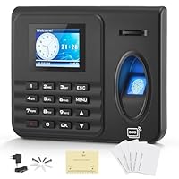 Stempeluhr Zeiterfassung für Kleinbetriebe, Biometrisch mit Sprachansage – 3 Methoden (Fingerabdruck, RFID, PIN), USB-Export, einfache Installation als Stechuhr für Wand oder Tisch