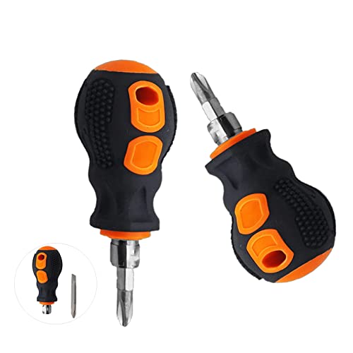 Hhrkgheo Short Handle Screwdriver, Rubber Grip Screwdriver, Phillips Head And Flat Head Small Screwdriver (2 Pieces Set) #TOP3