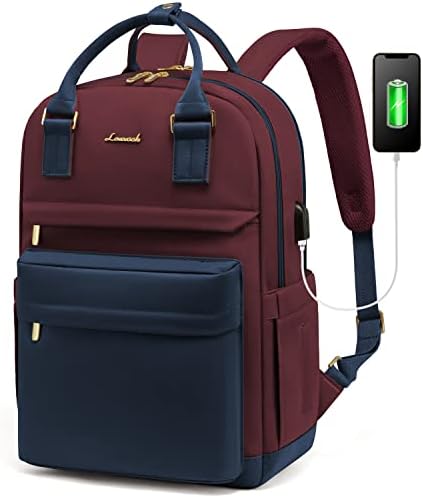 LOVEVOOK Laptop Backpack Womens, 15.6 Inch School Bags for Women Waterproof Computer Rucksack with USB Port for Travel Business College Work, Khaki Beige